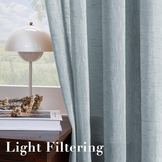 H.VERSAILTEX Natural Linen Semi Sheer Curtains Soft Semi Sheer Curtain Panels - Image 5