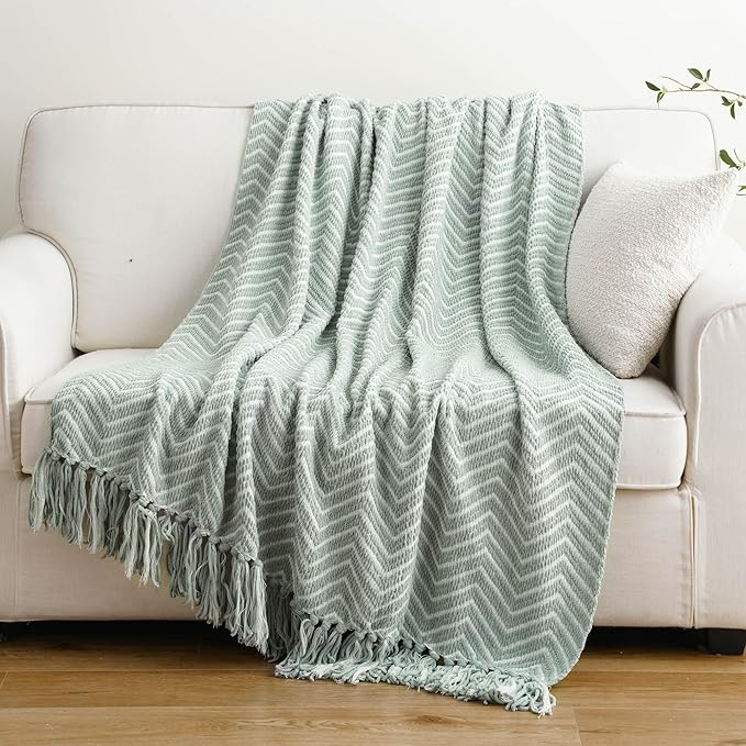 BATTILO HOME Sage Green Throw Blanket by BATTILOHOME