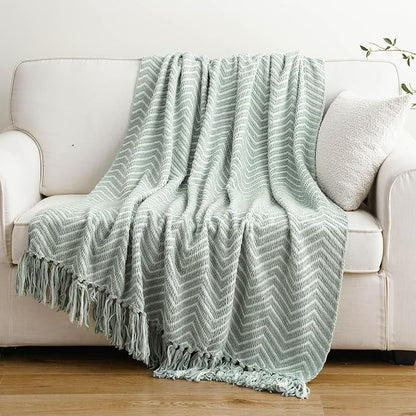 BATTILO HOME Sage Green Throw Blanket by BATTILOHOME