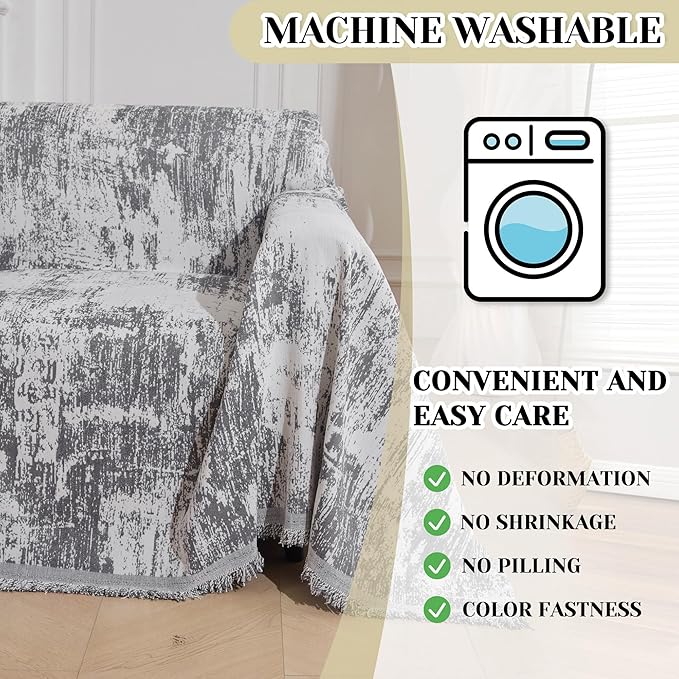 MEETSKY Small Couch Cover Oversized Chair Cover Washable, Chenille Soft Throw - Image 4