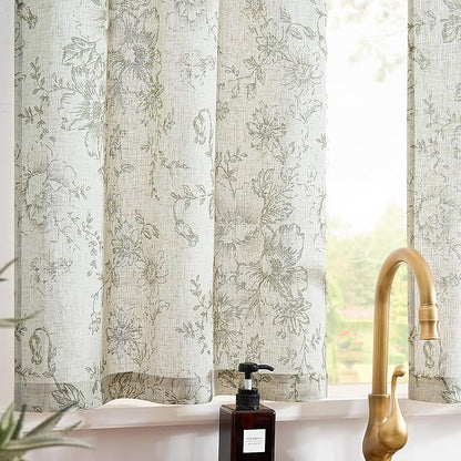 jinchan Floral Linen Tier Curtains 30 Inch Christmas Decorations Farmhouse - Image 9