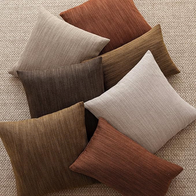Foindtower Set of 2 Decorative Textured Burlap Linen Throw Pillow Covers - Image 5