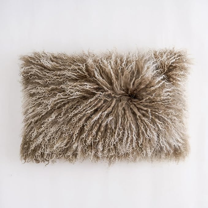 Genuine Mongolian Lamb Fur Pillow Cover – 12"x20" Rectangular Cushion Case – by Custom