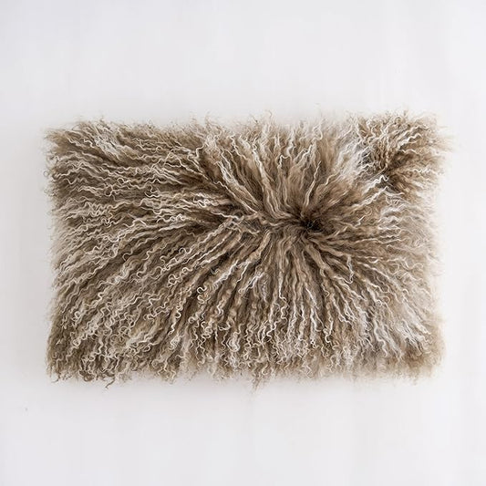 Genuine Mongolian Lamb Fur Pillow Cover – 12"x20" Rectangular Cushion Case – by Custom