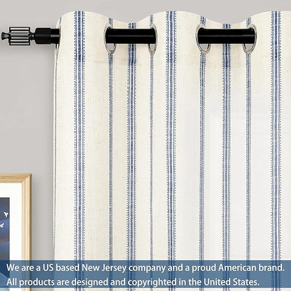 DriftAway Farmhouse Vertical Striped Linen Blend Textured Light Filtering Semi - Image 2