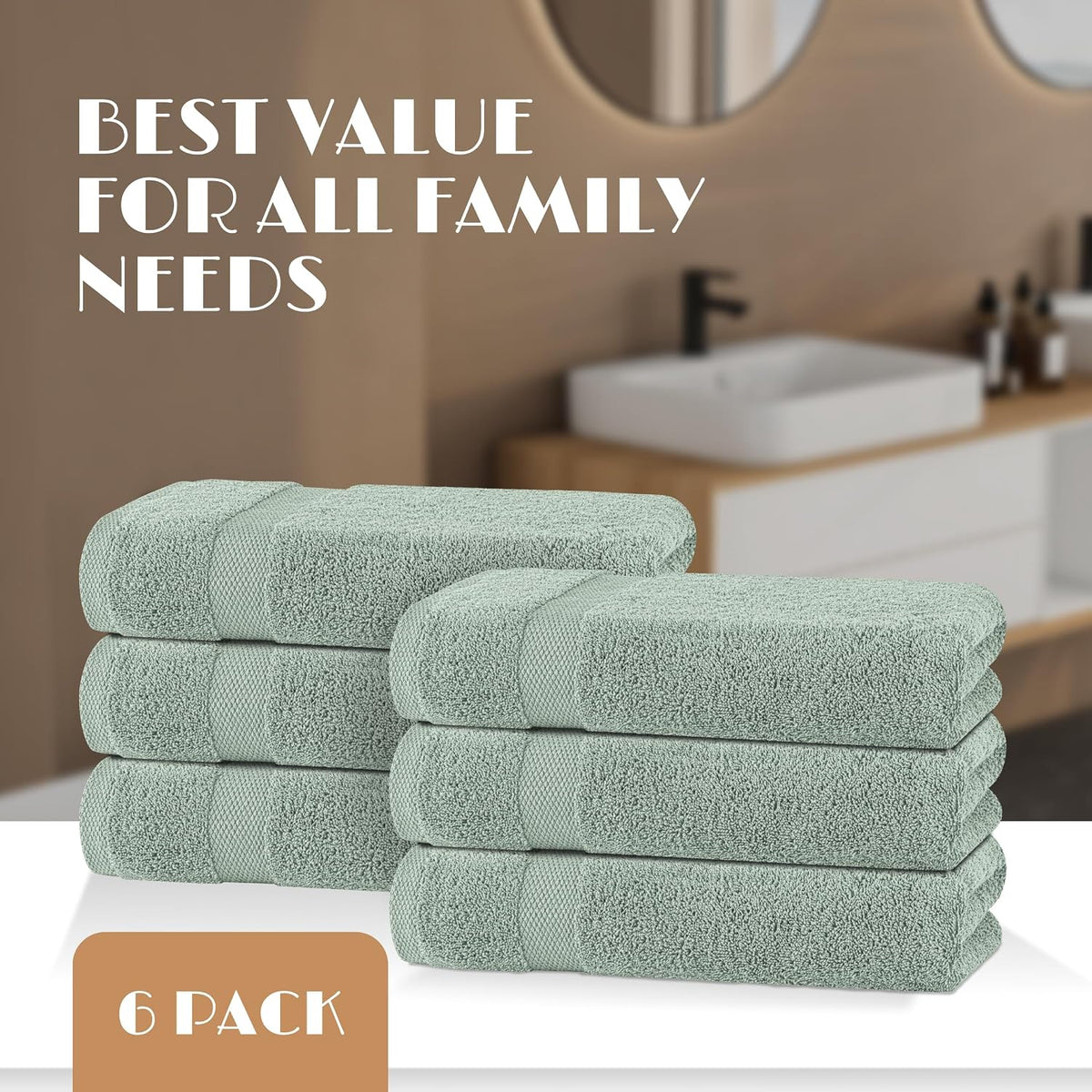 wealuxe mint green bath towels 24x50 - 6, side view