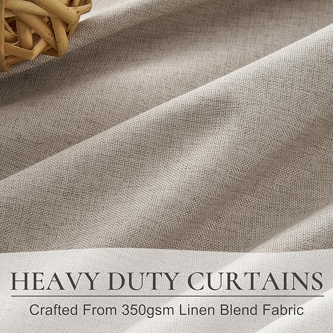 Grey Flax Extra Long Curtains 120 inch Length 2 Panels Set, Hook Belt&Rod - Image 5