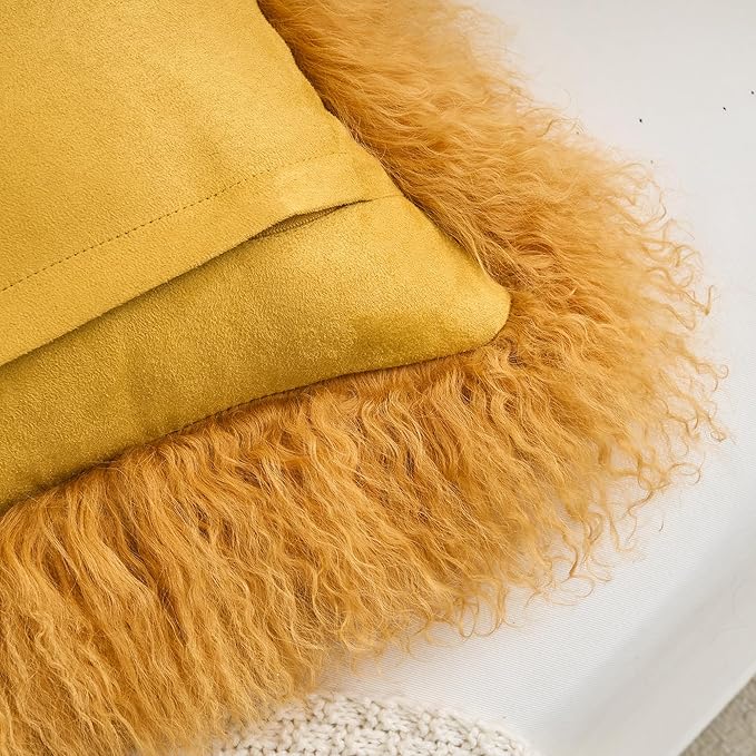 Genuine Mongolian Lamb Fur Pillow Cover – 12"x20" Rectangular Cushion Case – - Image 9