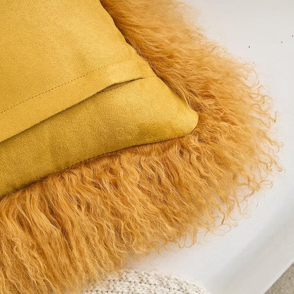 Genuine Mongolian Lamb Fur Pillow Cover – 12"x20" Rectangular Cushion Case – - Image 9