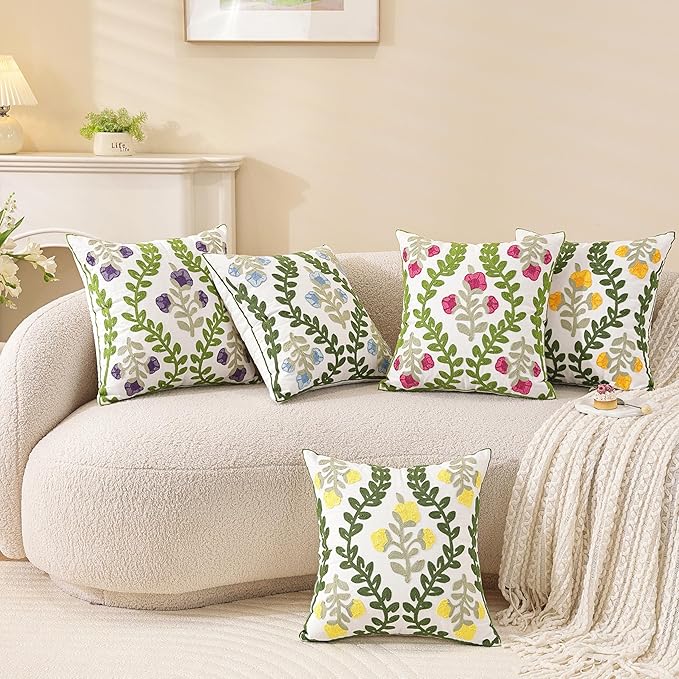 TAOSON Pack of 2, Cotton Cushion Covers, Spring Farmhouse Decor, Valentine's - Image 6