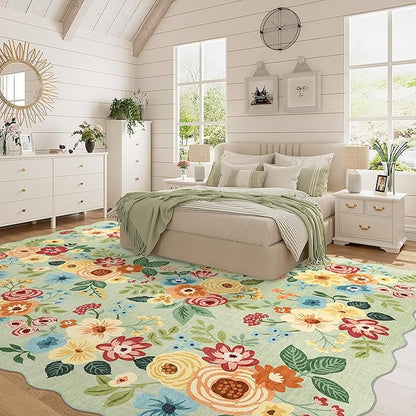 DUKINO 8x10 Area Rug, Floral Washable Rugs - Image 2
