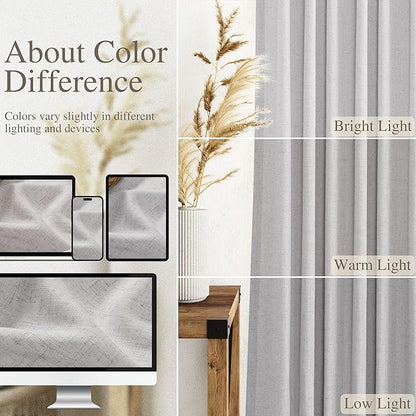 2 Panels Set Grey Linen Curtains 108 Inches Long - Image 4