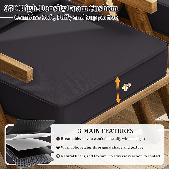 Outdoor Seat Cushion Set 22 L × 24 W × 5 H Inch Waterproof & Fade Resistant - Image 3