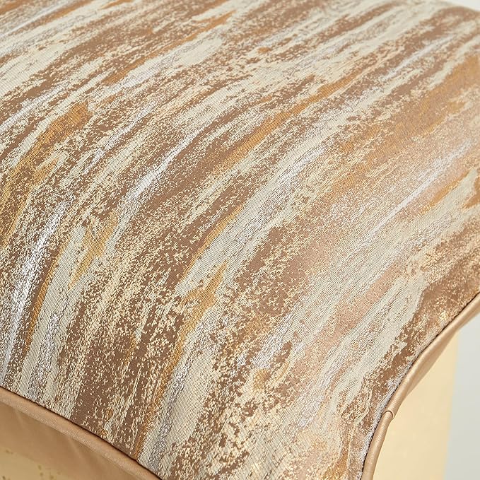 THE-TINOART Gold & Silver Striped Jacquard Pillow Cover 20x20 Inch - Image 2