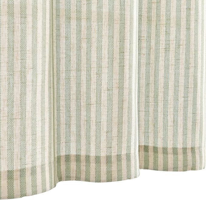 jinchan Tie Up Linen Textured Striped Bow Tie Curtain - Image 7