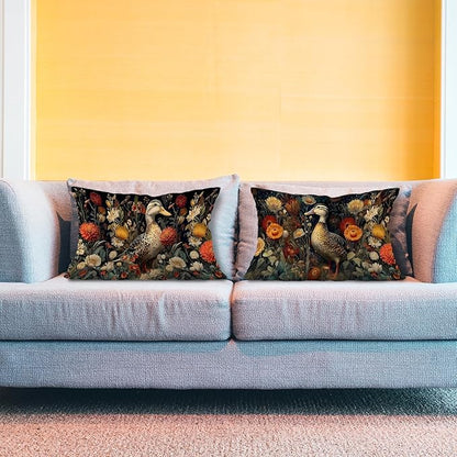 Rustic Duck Floral Pillow Covers 12x20 Set of 2, Gifts - Image 3