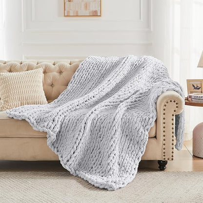 Carriediosa Chunky Knit Throw Blanket 50" X 60", 100% Hand Made Large Chenille - Image 6