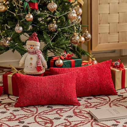 Home Brilliant Lumbar Pillow Covers 12x20 Set of 2 Chenille Rectangle Throw - Image 6