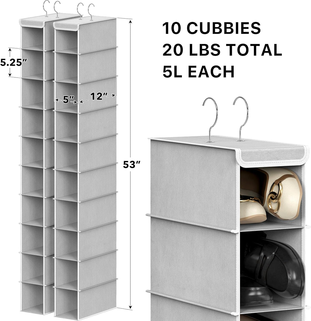 simple houseware 2 pack 10 shelves hanging shoe shown in use