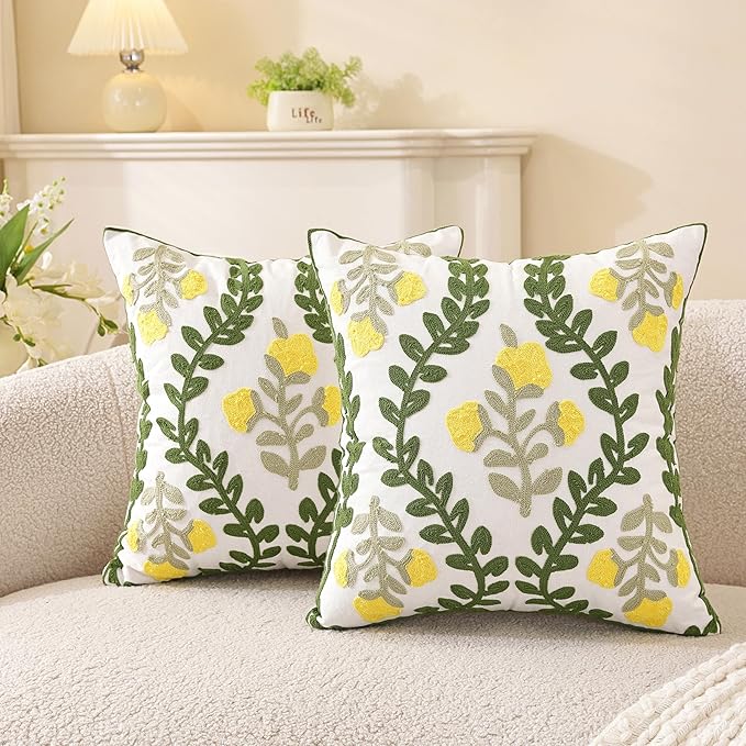 TAOSON Pack of 2, Cotton Cushion Covers, Spring Farmhouse Decor, Valentine's by TAOSON