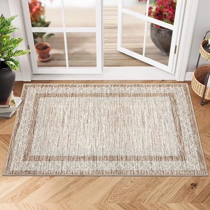 GarveeHome Modern Geometric Area Rug 2x3 Distressed Bordered Washable Non Slip by GarveeHome