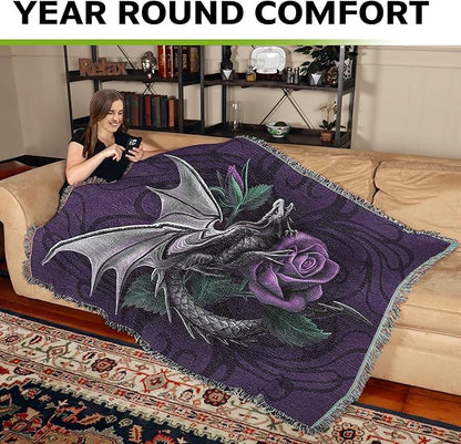 Pure Country Weavers Dragon Beauty Woven Blanket by Anne Stokes - Image 3