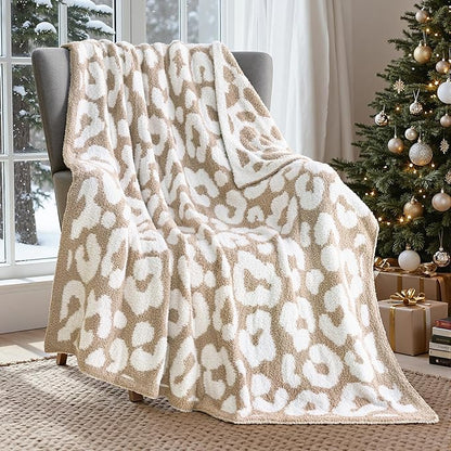 Joiedomi Throw Blanket for Couch Bed Sofa, Knitted Beige Blankets Gifts for by Joiedomi