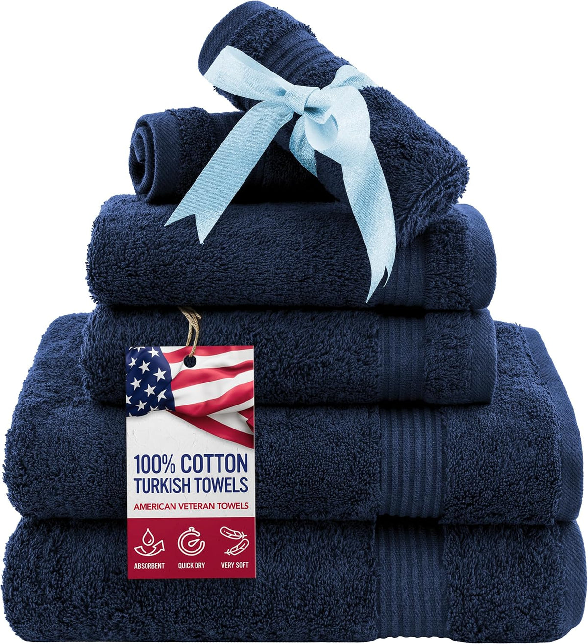 american veteran towel, 6 piece towel set for shown in use