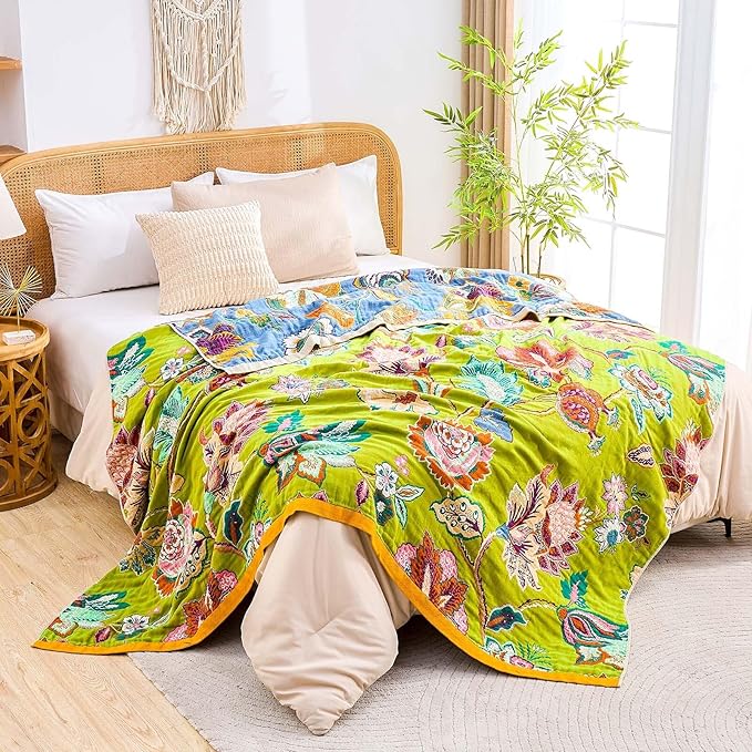 Fall Throw Blanket, 100% Cotton Soft Rustic Boho Throw Blanket - Image 6