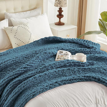Carriediosa Chunky Knit Throw Blanket 50" X 60", 100% Hand Made Large Chenille - Image 9