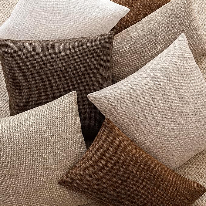 Foindtower Set of 2 Decorative Textured Burlap Linen Throw Pillow Covers - Image 5