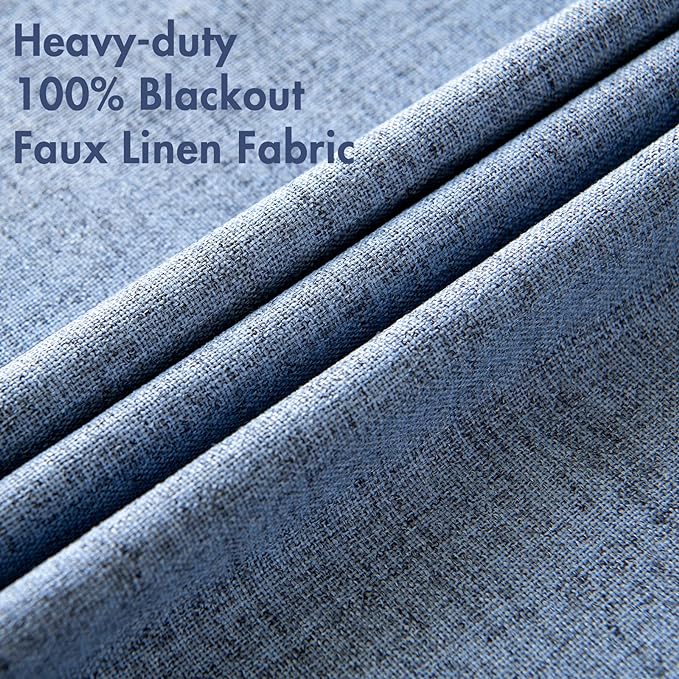 MIULEE Linen Texture Curtains for Bedroom Solid 100% Blackout Thermal Insulated - Image 5
