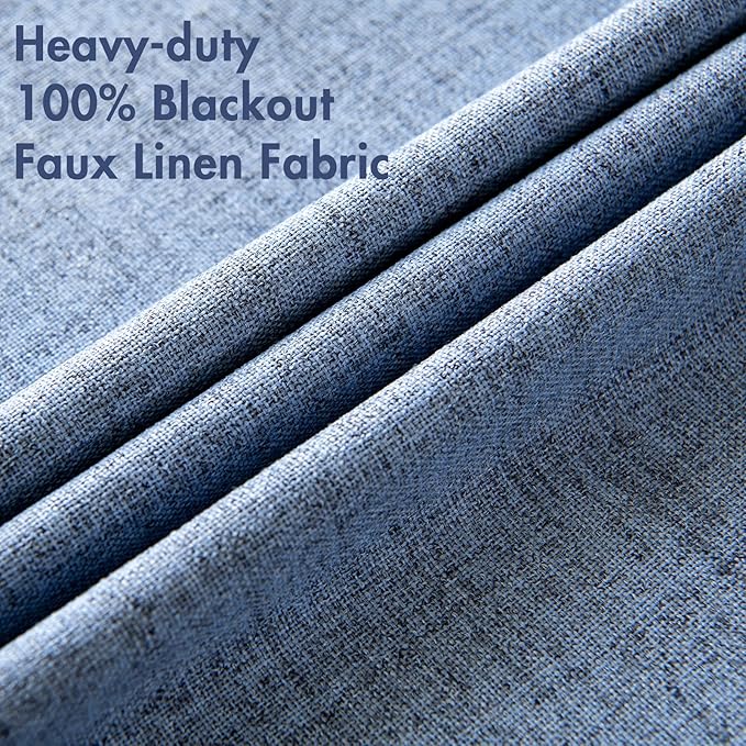 MIULEE Linen Blackout Curtains and Drapes 100% Room Darkening Thermal Insulated - Image 5