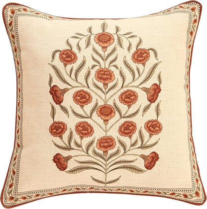 ISAENNE Design Linen Square Vintage Throw Pillow Covers 18"x18", Brick Red by Isaennehomedecoration
