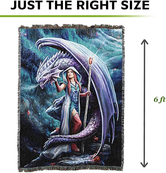 Pure Country Weavers Dragon Mage Woven Blanket by Anne Stokes - Image 4