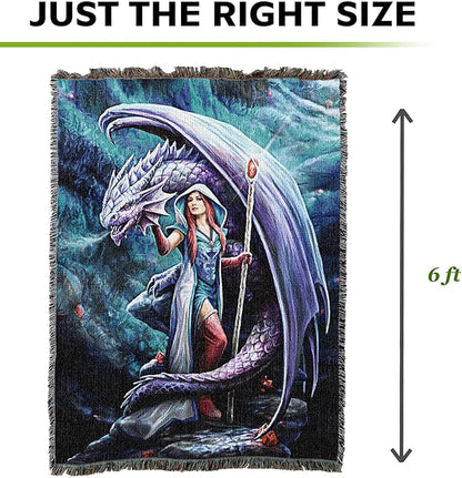 Pure Country Weavers Dragon Mage Woven Blanket by Anne Stokes - Image 4