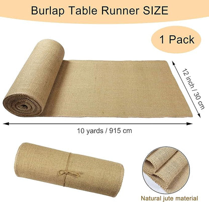 1 Pack 12 inch x 10 Yards Burlap Table Runner, Natural Rustic Jute Table Runners - Image 2