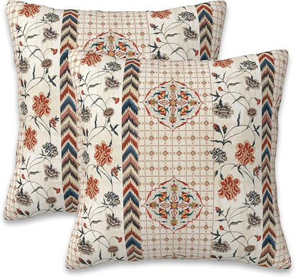 Throw Pillow Covers Boho Floral Pillow Covers 18x18 Inch Set of 2 Throw Pillows by Naqiuli