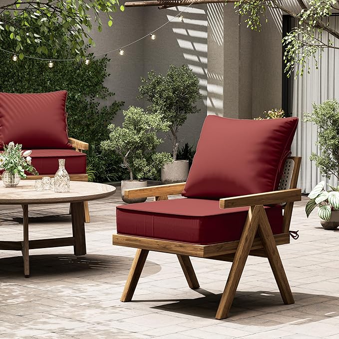 Outdoor Seat Cushion Set 22 L × 22 W × 4 H Inch Waterproof & Fade Resistant - Image 7