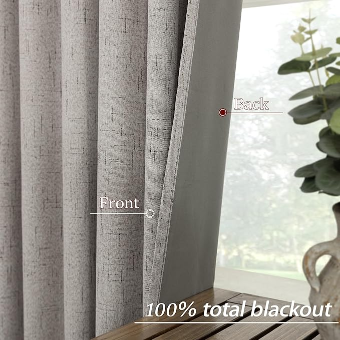 KOUFALL Stone Grey Blackout Curtains 90 Inches Long - Image 5