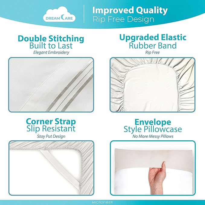 DREAMCARE Twin XL Sheet Sets – 3pcs Cooling Sheets – up to 15” Deep Pocket Twin - Image 6