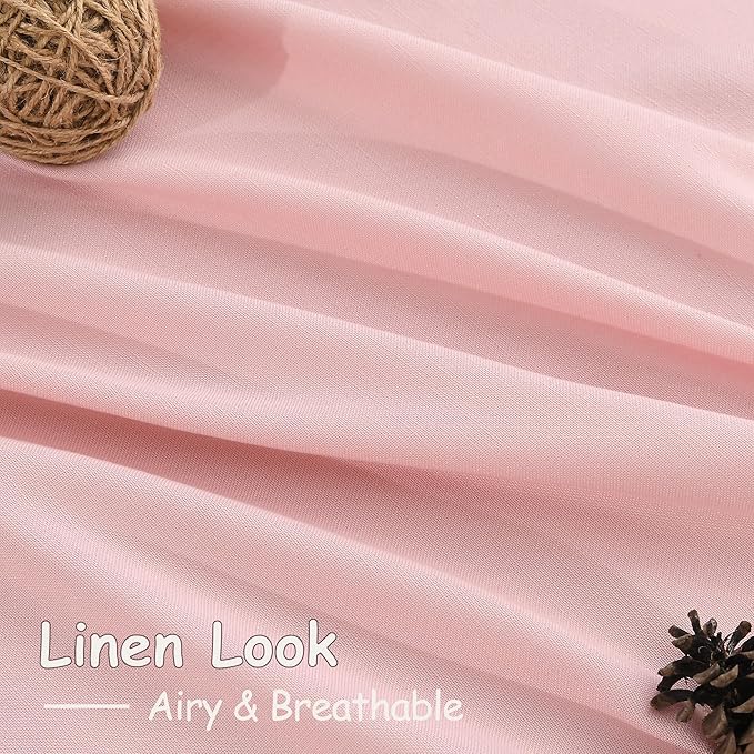 Nanspring Pink Linen Curtains 102 Inches Long Rod Pocket Back Tab Drapes 2 - Image 5
