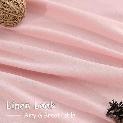 Nanspring Pink Linen Curtains 102 Inches Long Rod Pocket Back Tab Drapes 2 - Image 5