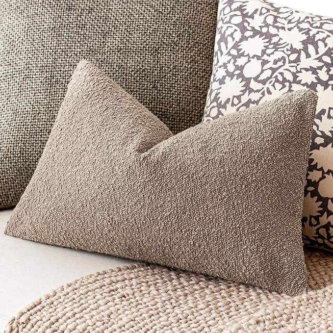 Foindtower Decorative Textured Boucle Throw Pillow Covers Accent Solid Lumbar - Image 5