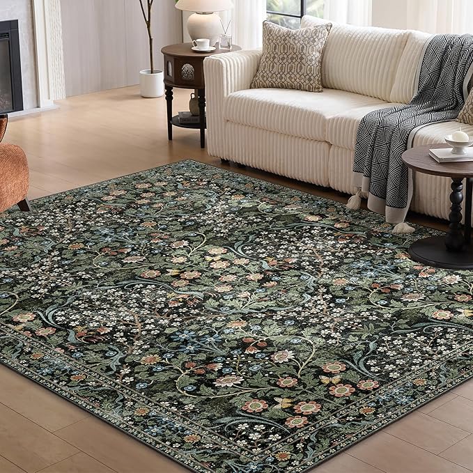 MUJOO Floral 5x7 Area Rugs, Washable Rug - Image 7