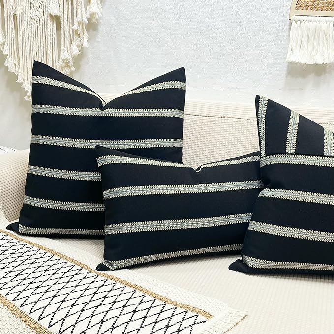 Slow Cow Decorative Stripe Throw Pillow Cover Modern Country Design Cushion - Image 6
