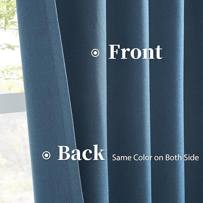 Back Tab Pleated Full Blackout Curtains 102 Inches Long, Linen Textured Tall - Image 4