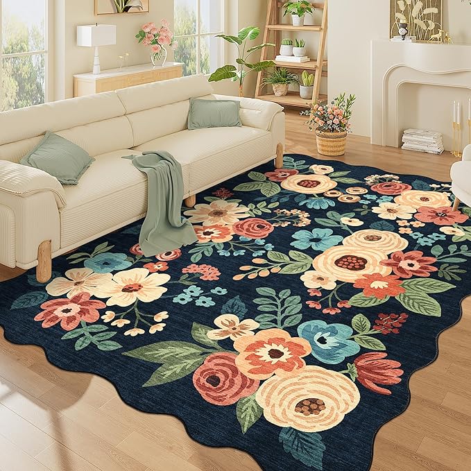 DUKINO 5x7 Area Rug, Floral Washable Rugs - Image 2