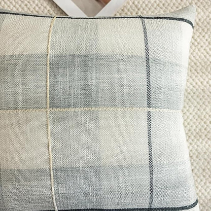 vctops Rustic Lattice Cotton Linen Decorative Throw Pillow Cover Embroidery - Image 5