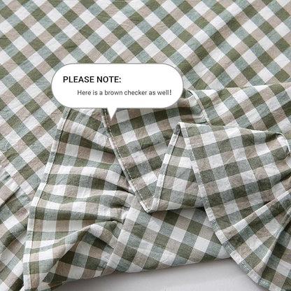 Aryeleay 2 Pack Sage Green White and Brown Plaid Gingham Ruffle Pillow Shams - Image 6
